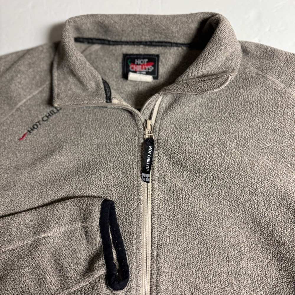 Hot Chillys Mens Fleece Jacket‎ Full Zip Gray Vintage Layering Medium